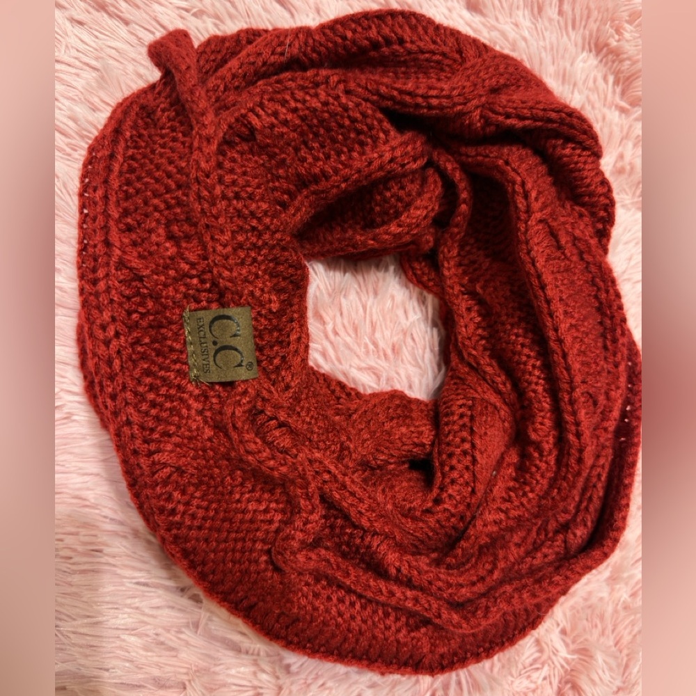 EUC C.C Women's Red Knit Infinity Scarf One Size